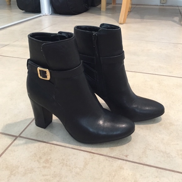 SALE Black block heel booties