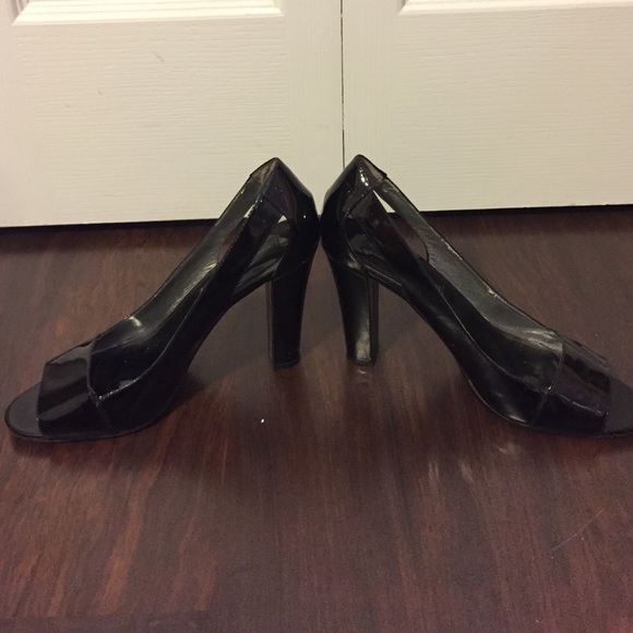 Black patent Steven peep toe pumps - Picture 2 of 4