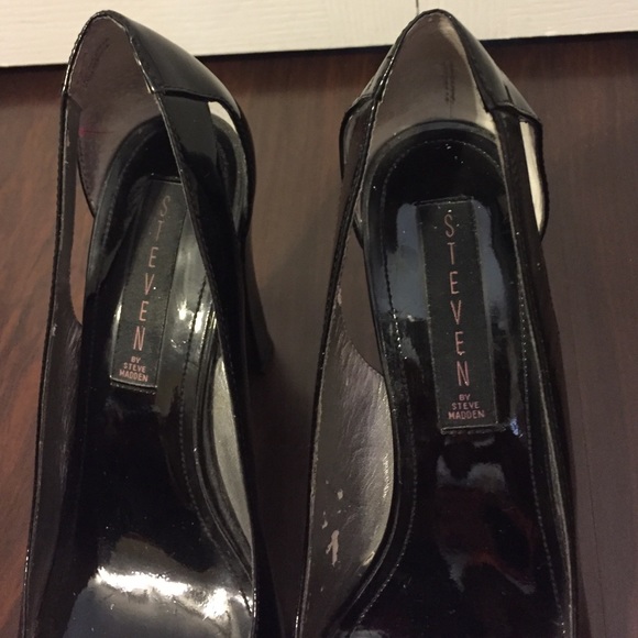 Black patent Steven peep toe pumps - Picture 3 of 4