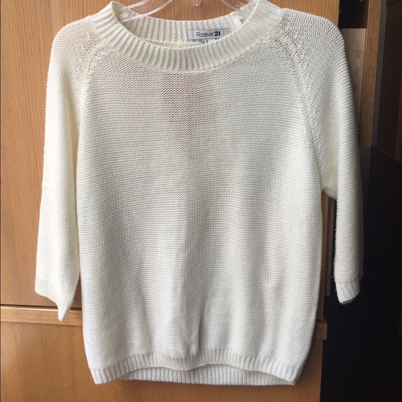 White Forever 21 sweater with keyhole back