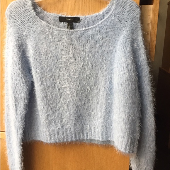 Fuzzy blue Forever 21 cropped sweater
