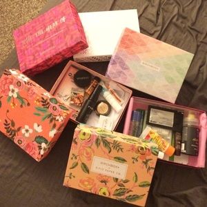 Ten Birchbox samples + 2 empty boxes