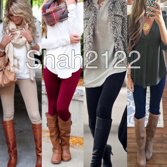 High Waist Fleece Lined Leggings Fall Basic OS - Picture 2 of 4