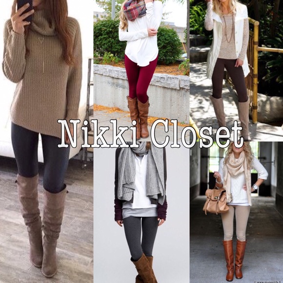 High Waist Fleece Lined Leggings Fall Basic OS - Picture 3 of 4