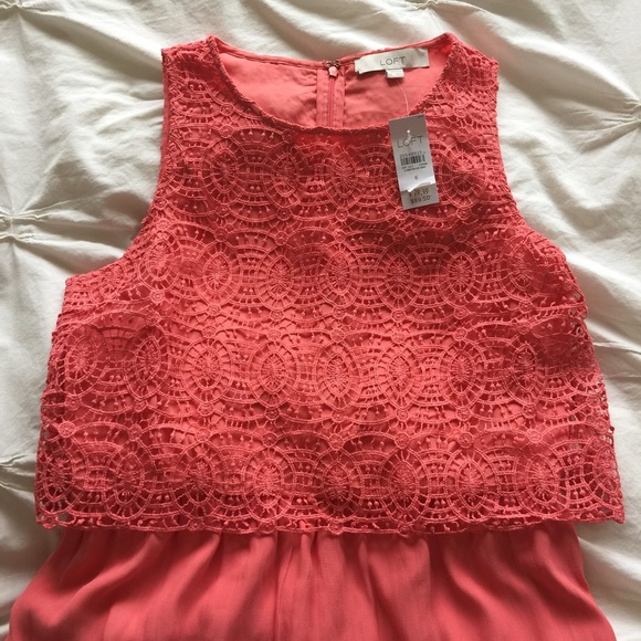 Ann Taylor Loft Pink Circle Lace Bodice Dress - Picture 2 of 3