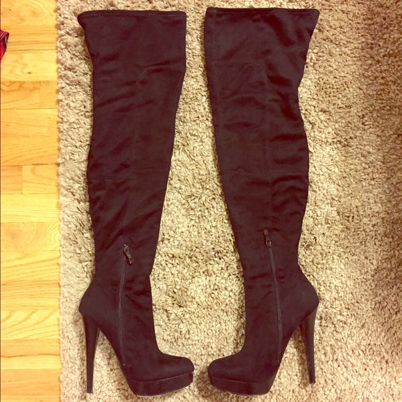 Suede Over the Knee High Heel Bebe Boots