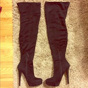 Suede Over the Knee High Heel Bebe Boots