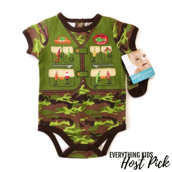 Baby Essentials One Pieces B2g Size 6m Camo Fishing Onesie With