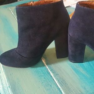 Ladies blue suede ankle boots