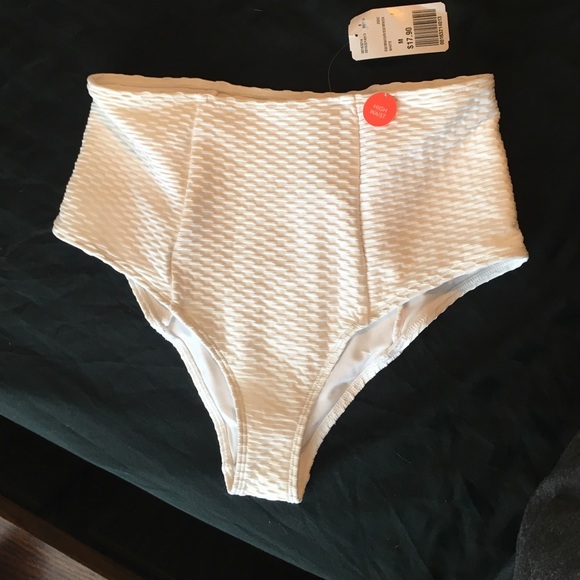 BRAND NEW white high wasted bathing suit bottoms