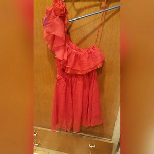 Red one shoulder cocktail dress