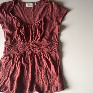 Anthropolgie rusty red short sleeve shirt