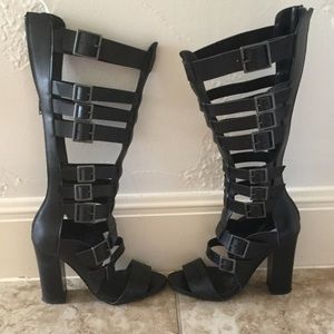 Black heeled gladiator sandal