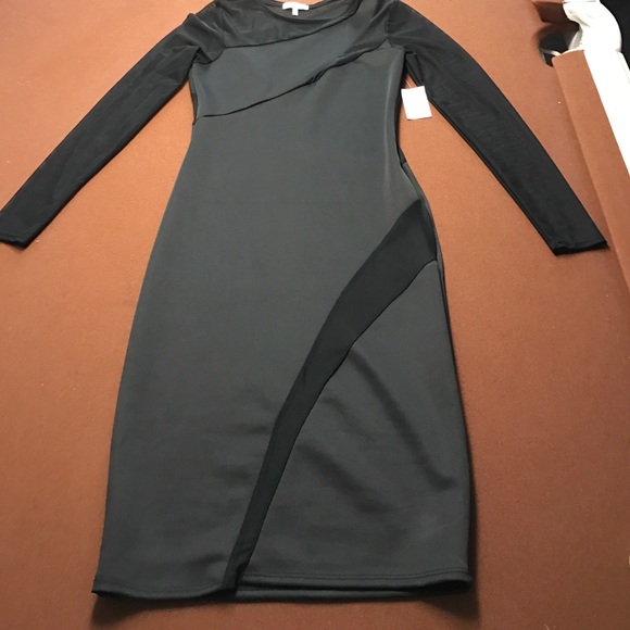 Long sleeve black dress see-thru cutouts