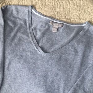 Banana Republic gray V neck sweater silk blend top