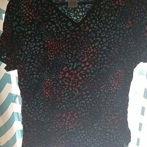 Leopard print rainbow scrub top