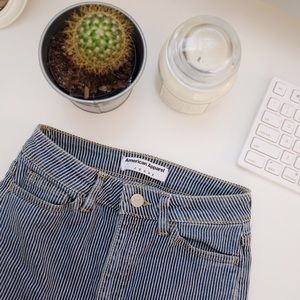 American Apparel striped ankle zip skinny jeans