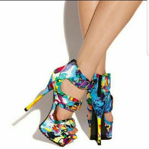 Qupid Shoes - Multi-color Platform Pumps💘😍👠👡