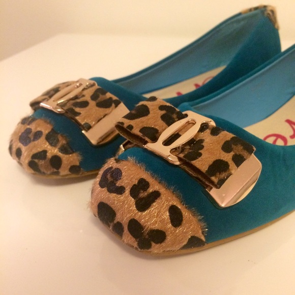 Bright Blue and Leopard Henry Ferrera Flats Size 7_2