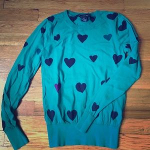 Green heart sweater