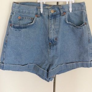 Topshop Denim High Waisted Shorts