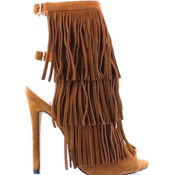 Camel Fringe Heels