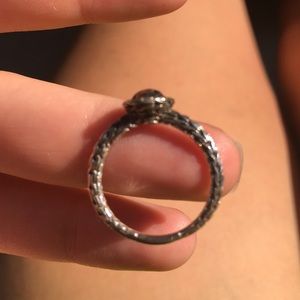 John Hardy Silver Carved Chain Hammered Ring Palu