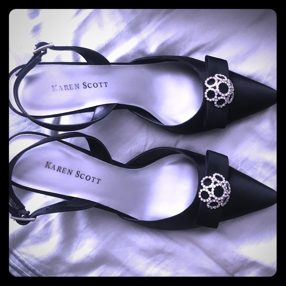 Karen Scott Black Satin Evening Shoes