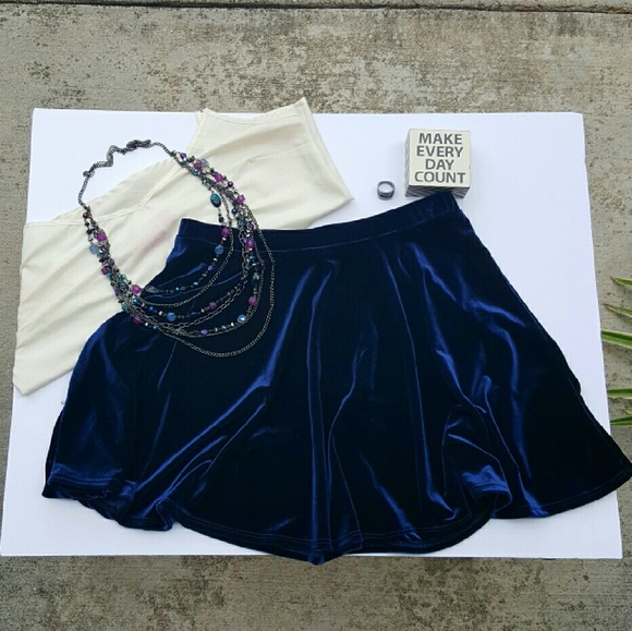 Royal Blue Velvet Mini Skirt