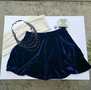 Royal Blue Velvet Mini Skirt