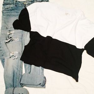 Madewell Blk/Wht Cotton Crop Tee