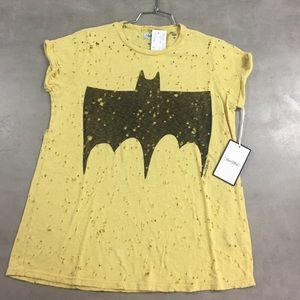 Lauren Moshi Bat Distressed Tee, Yellow
