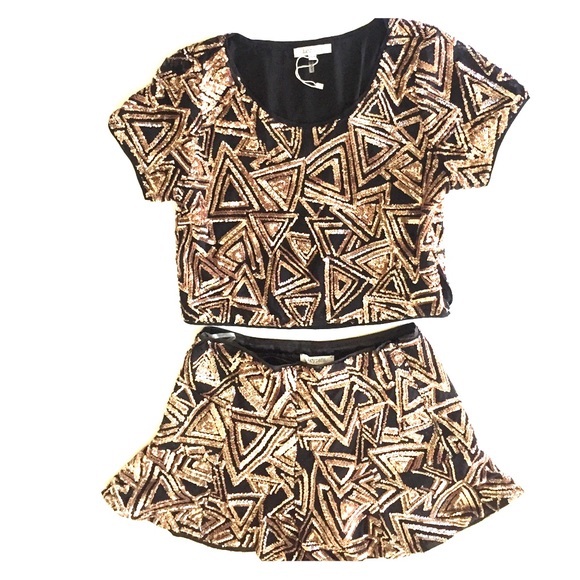 Sequined Top and Shorts Set