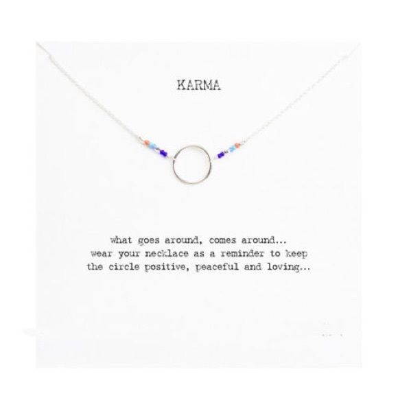 Jewelry - ED30 18K Go,d Dipped Beaded Karma Necklace & Card