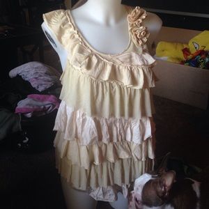 Cream ruffle dress shirt