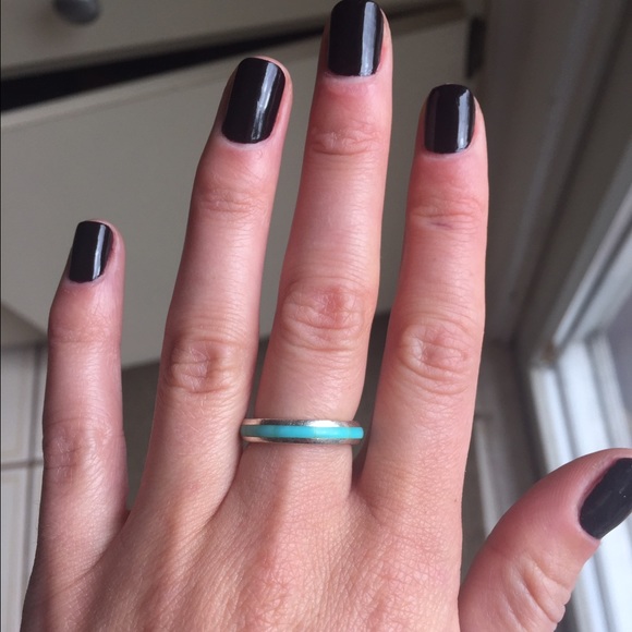 Size 6 real turquoise and sterling silver ring