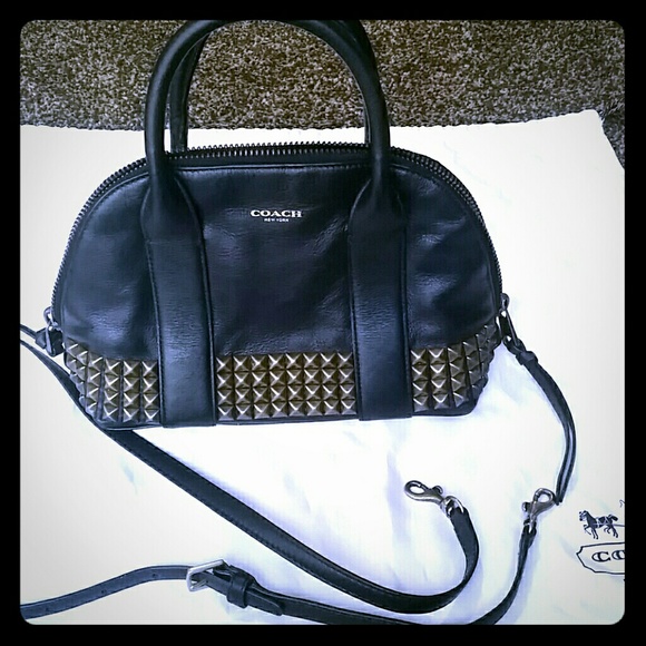 Coach leather studded handbag