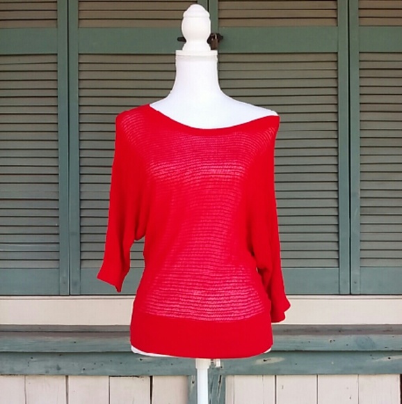 Red Takeout Loose Knit Sweater Top Size M