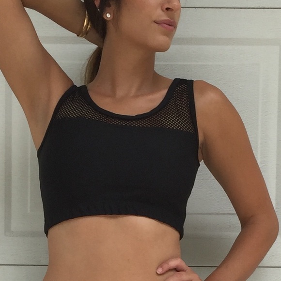 Black Mesh Crop Top