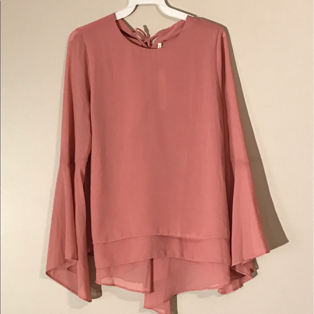 ❌SOLD OUT ❌ Lace Up Top Long Sleeve Blouse - Picture 3 of 5