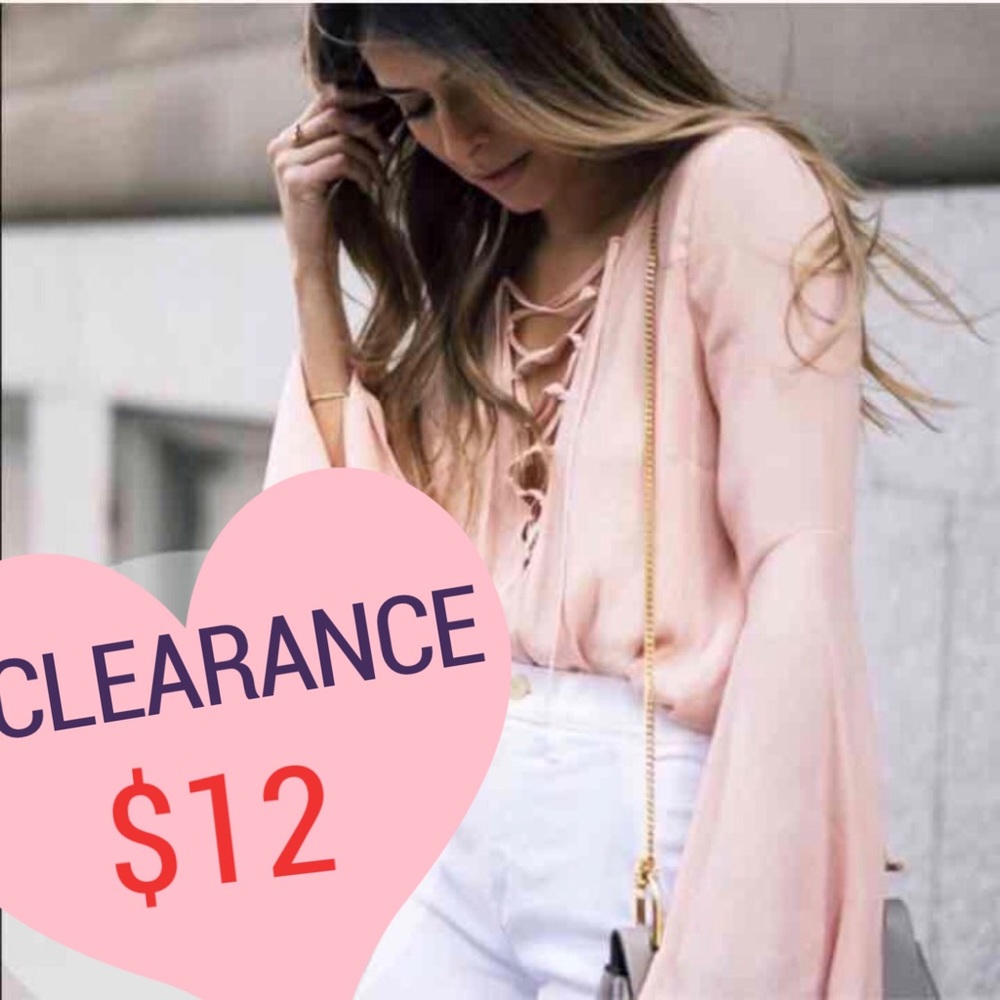 ❌SOLD OUT ❌ Lace Up Top Long Sleeve Blouse - Picture 1 of 5