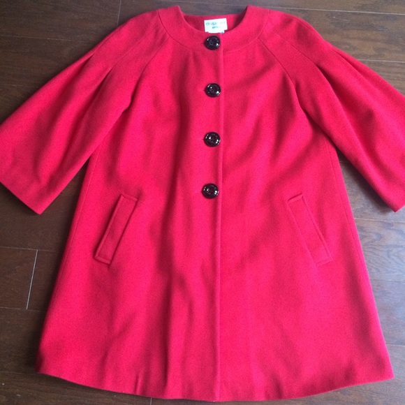 CHARLES GRAY RED CASHMERE BLEND SWING COAT