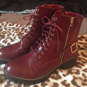 Maroon combat boots