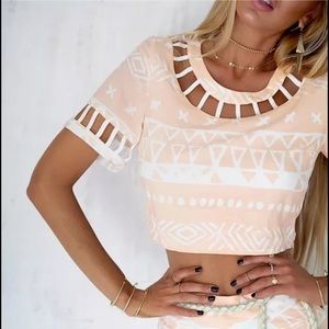 Sabo Skirt Peach Bohemian style Crop top