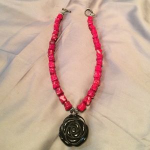 Red & black stone necklace