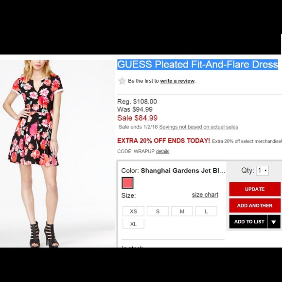 Scuba Guess Pleated Floral Fit-and-Flare Dress. - Picture 3 of 12