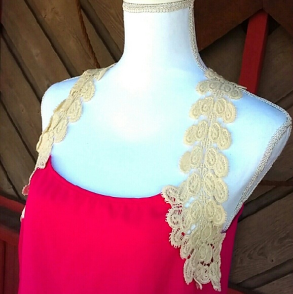 Women's Tea n Rose Pink Top with Crochet Trim