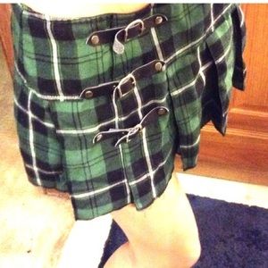 Royal Bones Green Plaid Mini Skirt