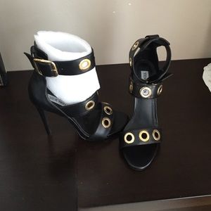 Black strap heels