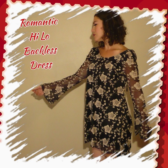 ❌SOLD OUT ❌ Dress Black Backless Hi Lo Long Sleeve - Picture 2 of 4